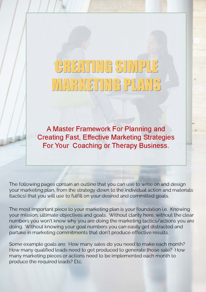 1 Page Marketing Plan Coach