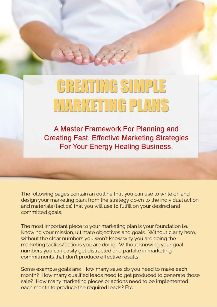1 Page Marketing Plan Energy Healing