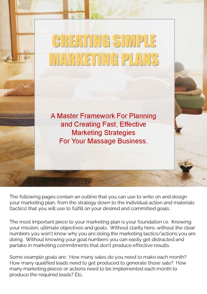 1 Page Marketing Plan Massage