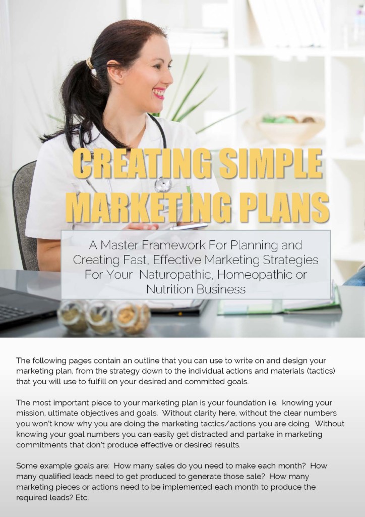 1 Page Marketing Plan Naturopath, Homeopath
