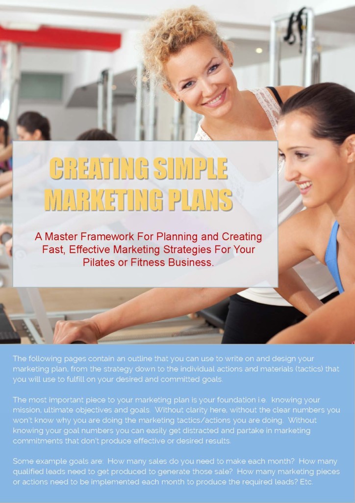 1 Page Marketing Plan Pilates